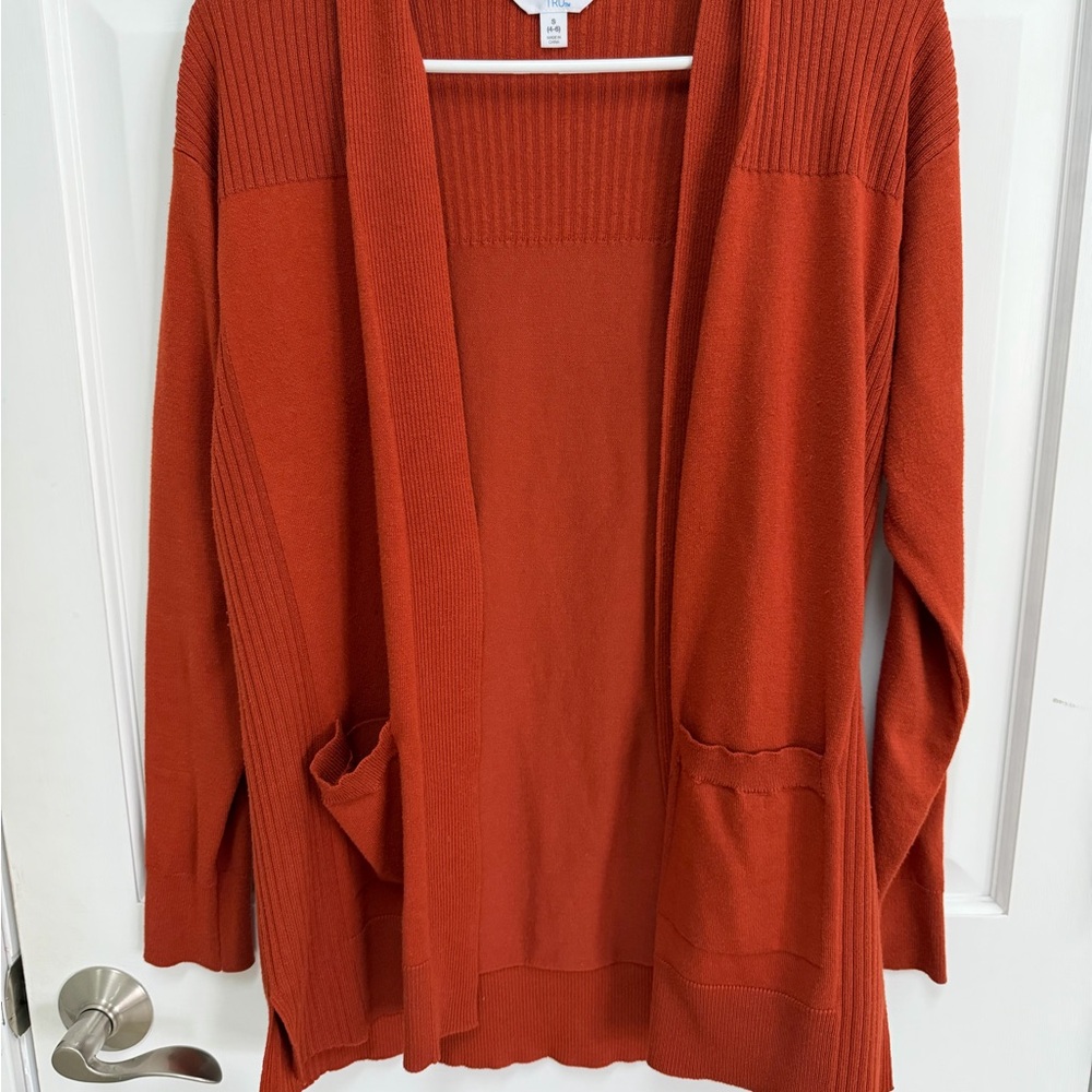 Time and Tru Women's Burnt Orange Cardigan Sweater